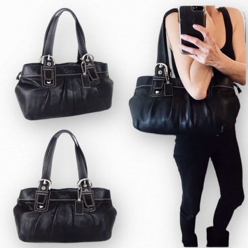 LIKE NEW! Coach Soho Black Leather Pleated Business Tote Carryall